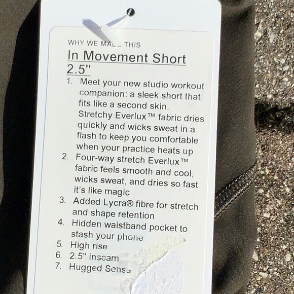 NEW WITH TAGS LULULEMON IN MOVEMENT SHORTS, SIZE 12 - Picture 2 of 7